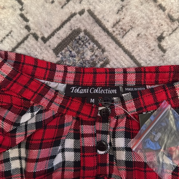 NWT Tolani Collection Adyna Plaid and Velvet printed back shirt - Picture 5 of 8